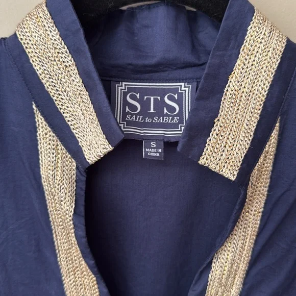 Sail to Sable Sleeveless Classic Maxi Dress | size Small | Navy & gold | EUC - Picture 2 of 11